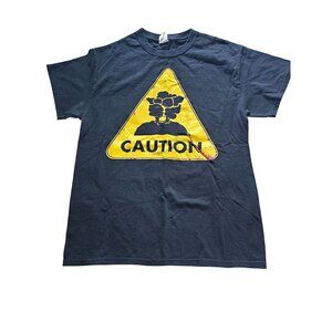 Vintage Men's "Last of Us" Caution Medium 100% Cotton Black & Yellow Graphic Tee